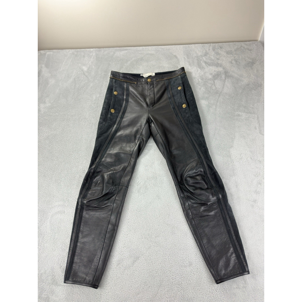 Chloe Women's Size 36 EU 100% Calfskin Leather Rare Designer Ankle Zip Pants - Picture 13 of 16